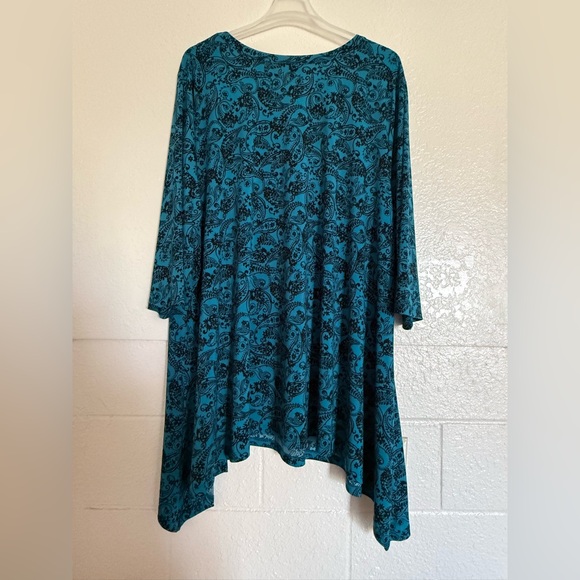 Woman Within Teal and Black Floral‎ Paisley Tunic Size 5X, EUC - Picture 2 of 10
